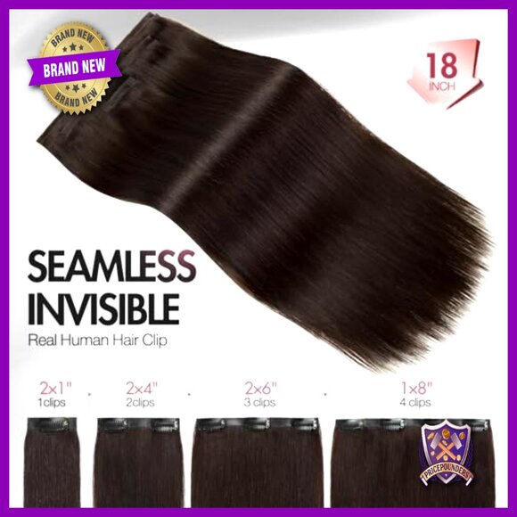 18 Inch Human Hair Clip-In Extensions 7 Piece Set Invisible Weft main image 4